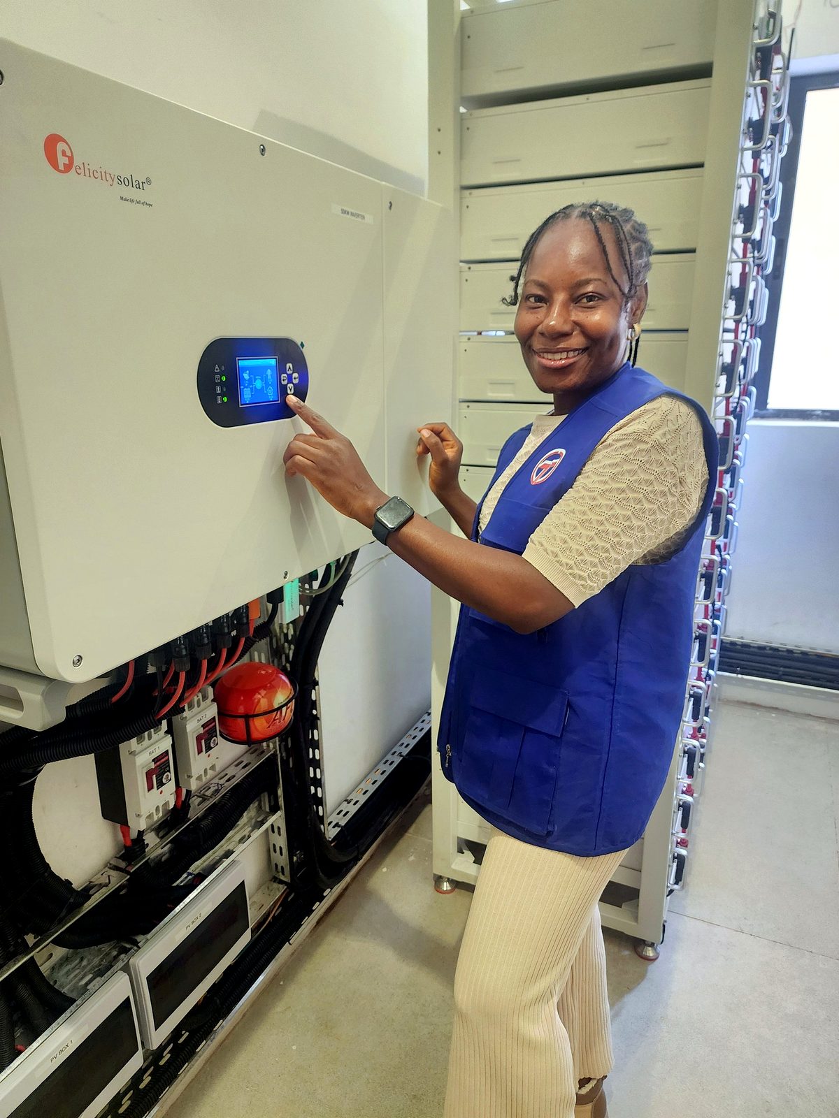 Tsalach engineer commissioning a hybrid inverter